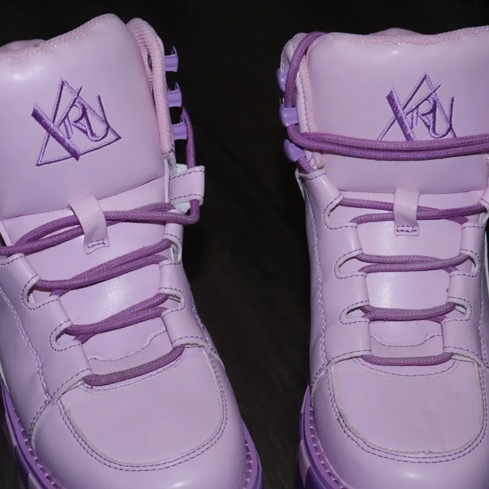 PINK/LAVENDER QOZMO CHECKERPLATFORM SNEAKERS womens 5 - Picture 8 of 12